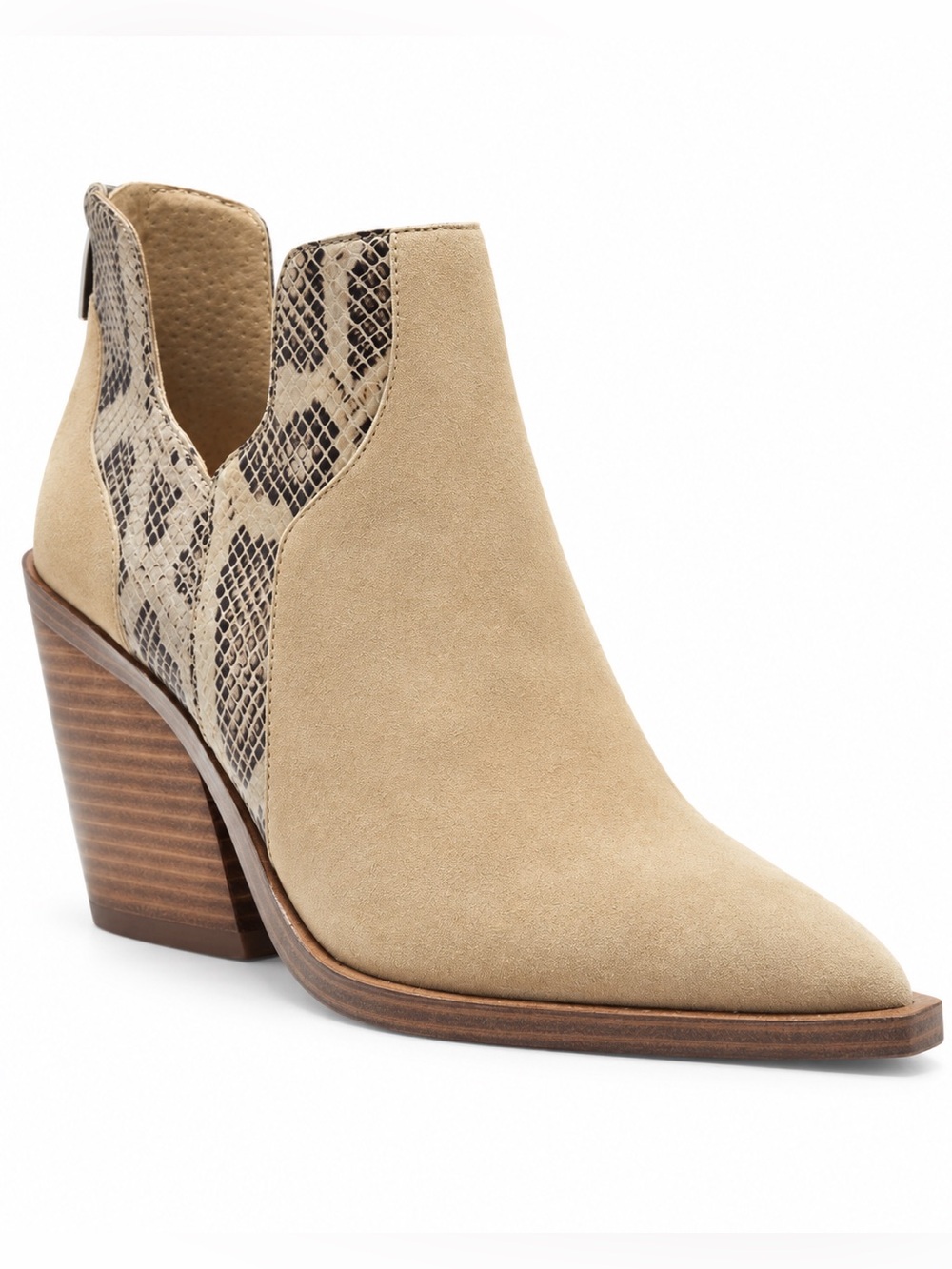 Vince Camuto Gannilla Suede Snake Print Western Booties Size 10 NWOB